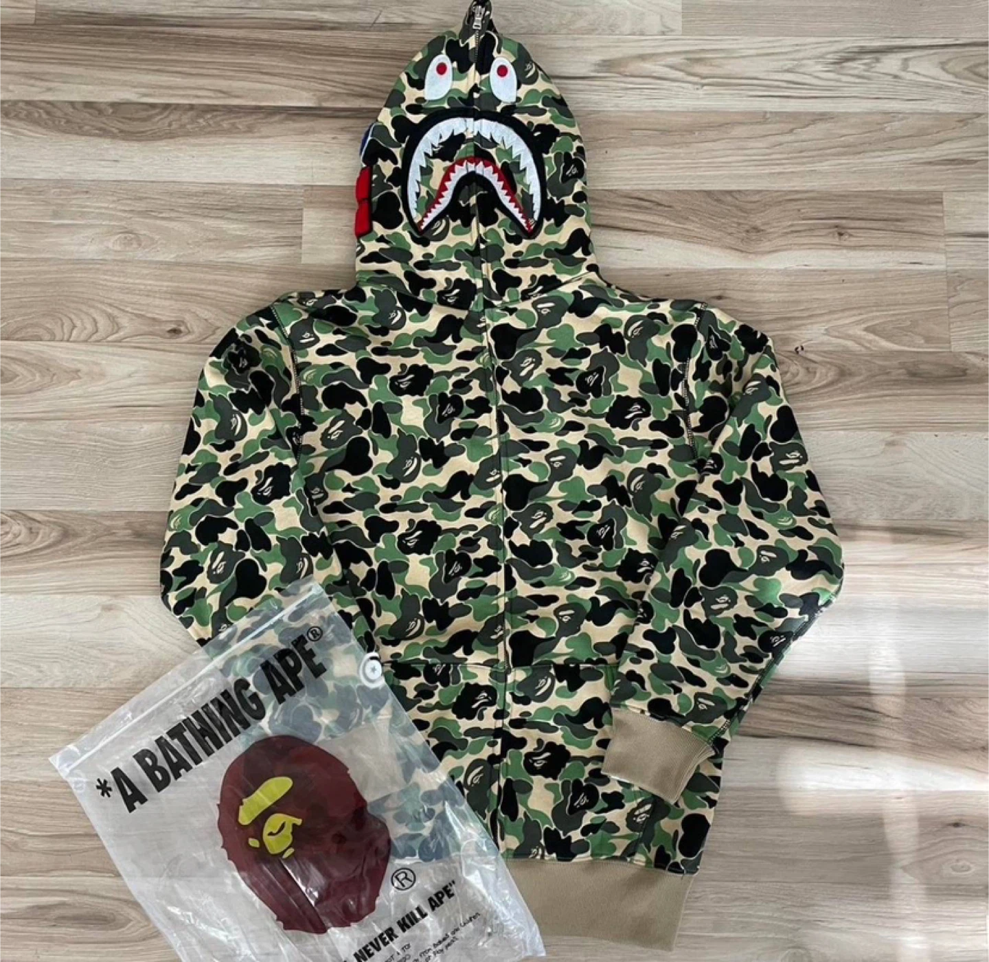 BAPE Green Camo Shark Full Zip Hoodie – All Sizes