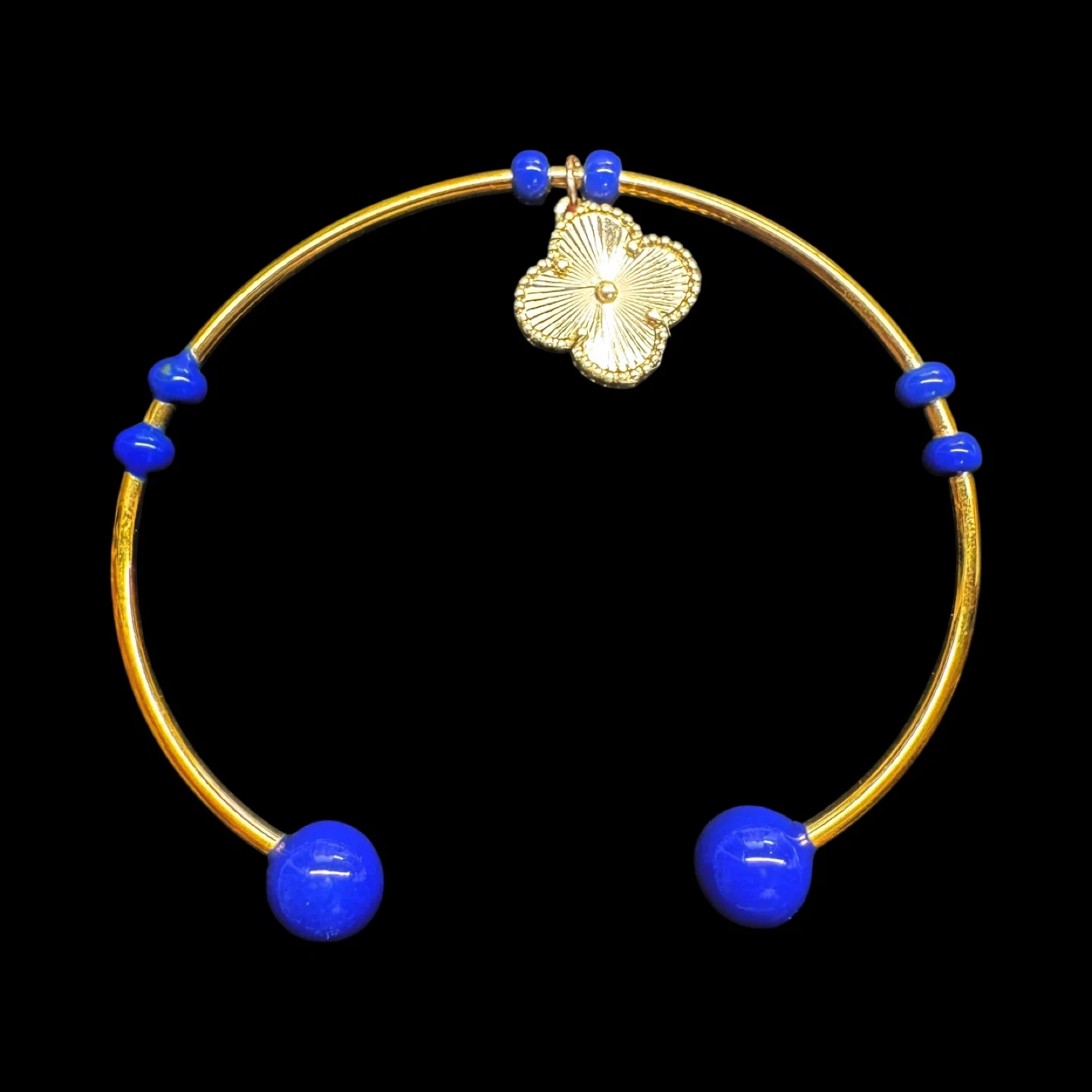 🏆Bangle with Cobalt Blue Enameling with Clover Charm