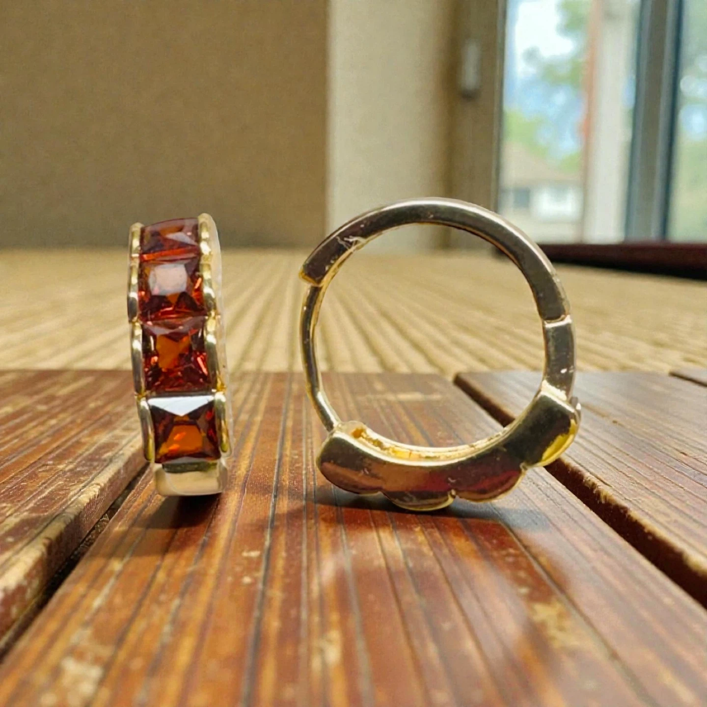 🏆Topaz Huggie Hoop Earrings , 1/2 inch Gold Plated