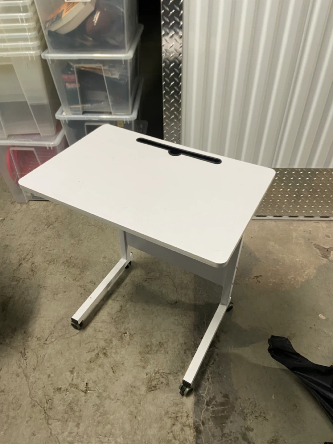 White Adjustable Height Desk with Wheels - photo 4