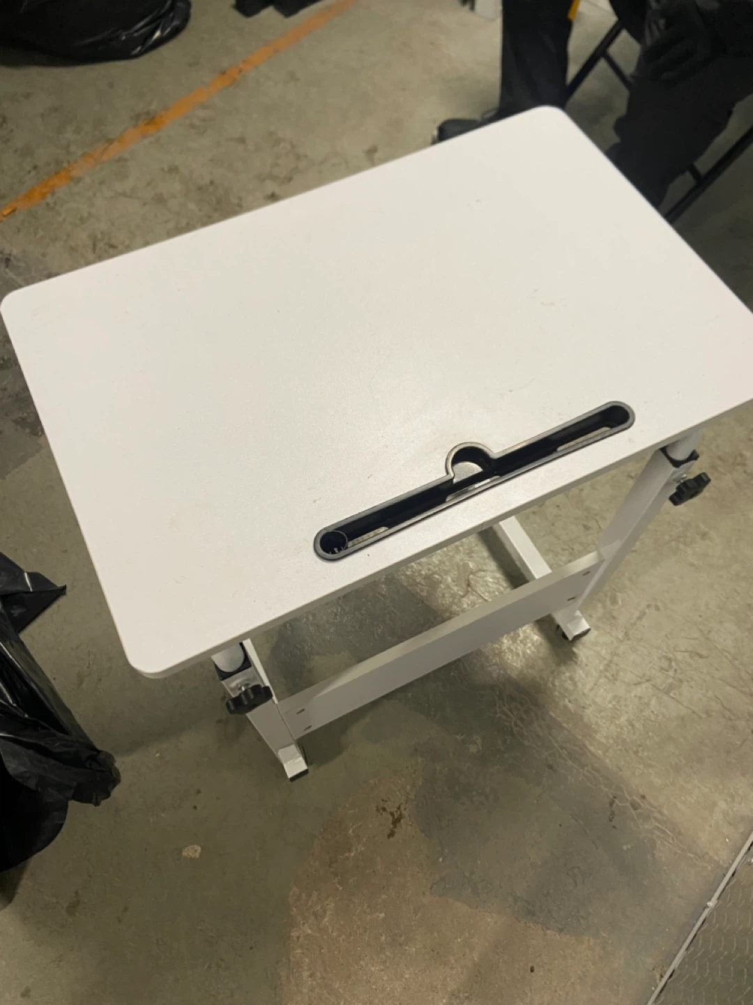 White Adjustable Height Desk with Wheels - photo 3