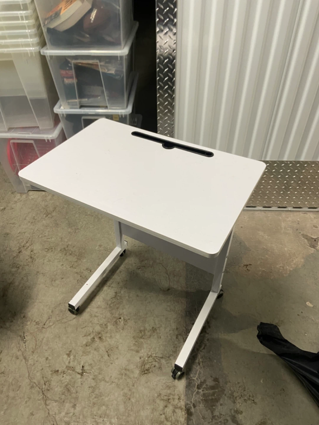 White Adjustable Height Desk with Wheels
