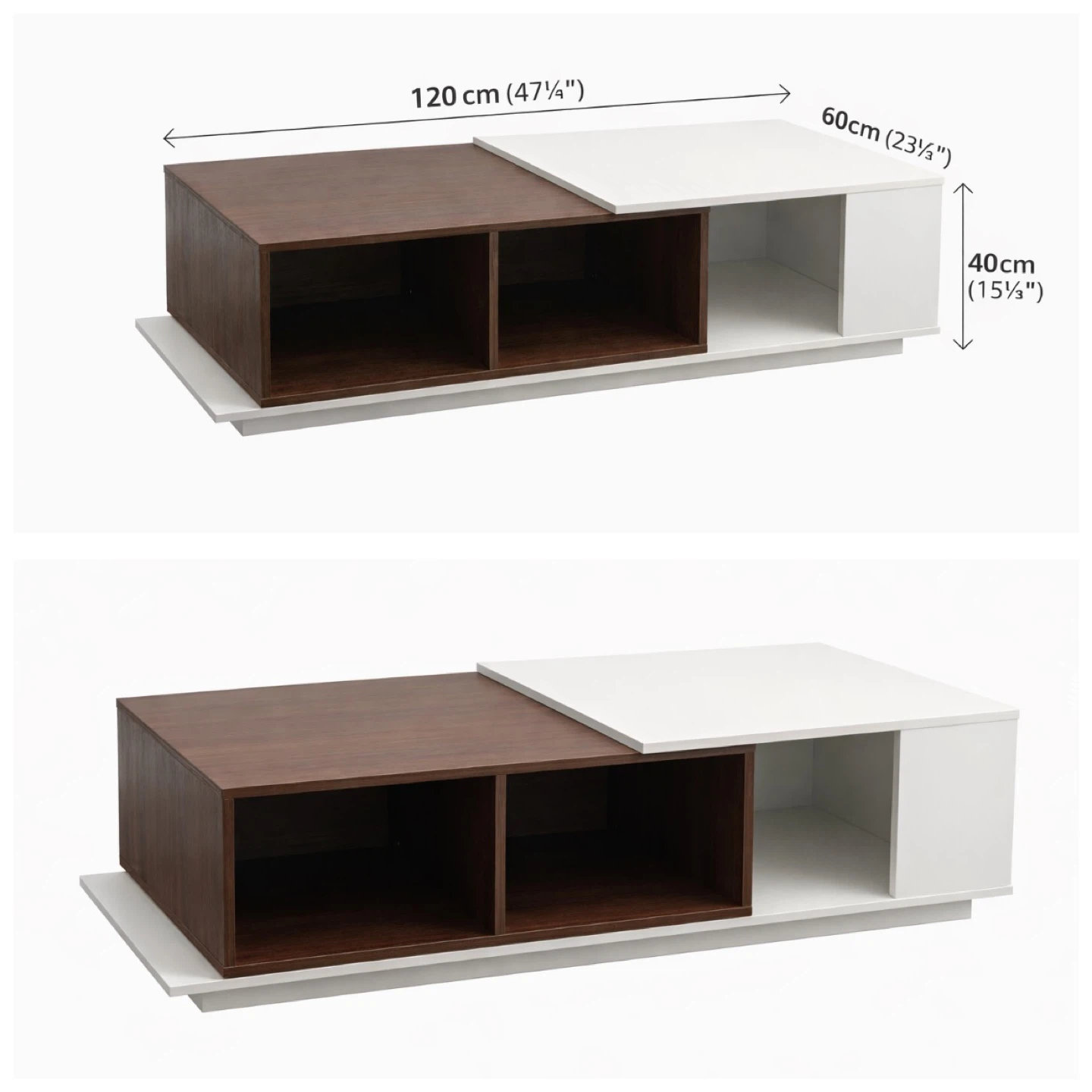 Modern Coffee Table - Black & White with Storage