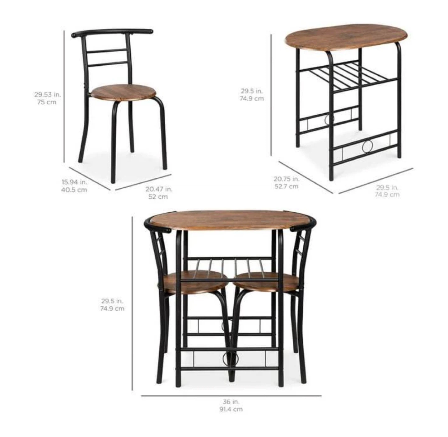 New Compact Space Saver 3 Piece Kitchen Bistro Dining Set 🏆 - photo 3