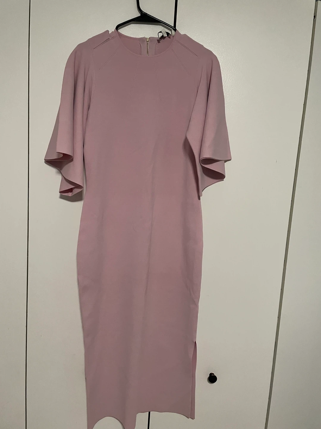 Ted Baker London Pink Flutter Sleeve Midi Dress