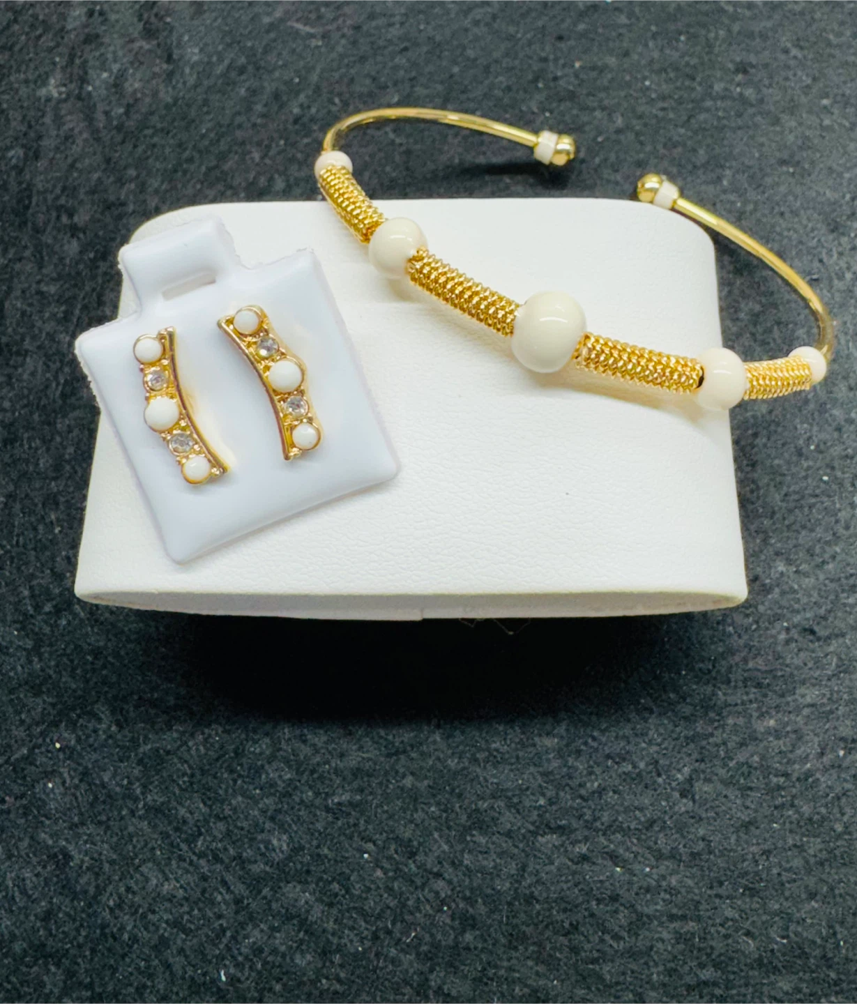 🏆Designer IVORY Enameled Bangle, 14K Plated - photo 2