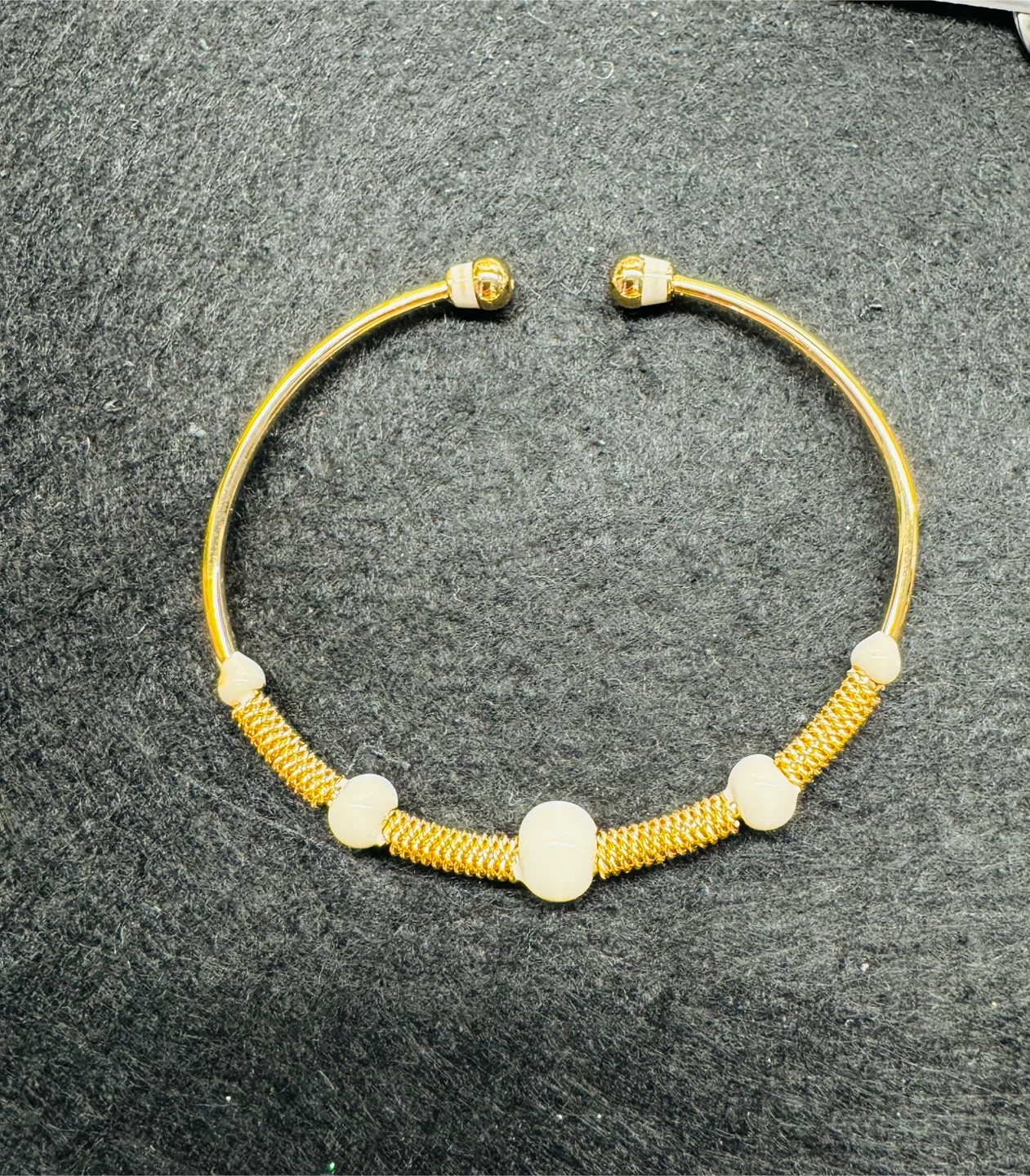 🏆Designer IVORY Enameled Bangle, 14K Plated