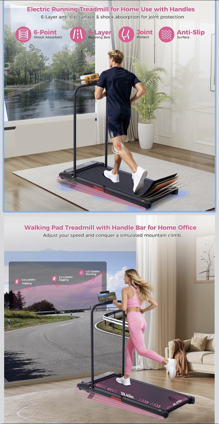 Electric Treadmill for Home Use with Handles - photo 2