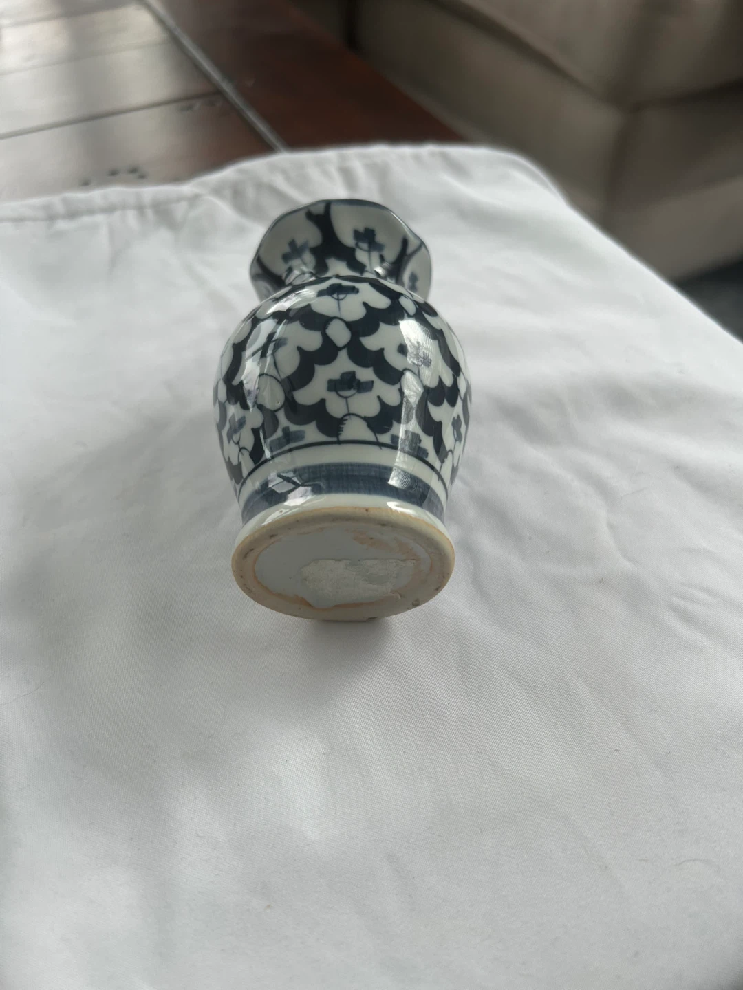 Vintage Blue and White Floral Ceramic Vase - photo 3