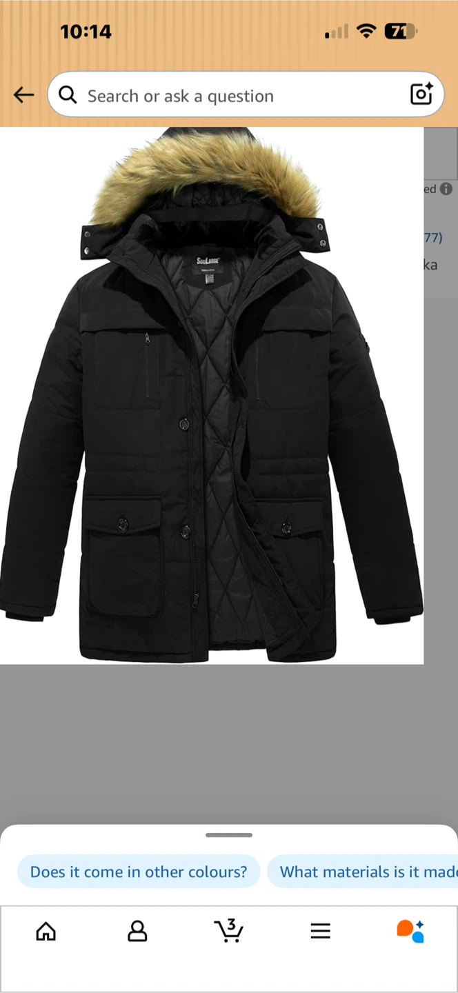 SoulLarge Men's Big and Tall Black Winter Parka Jacket 6X - photo 4