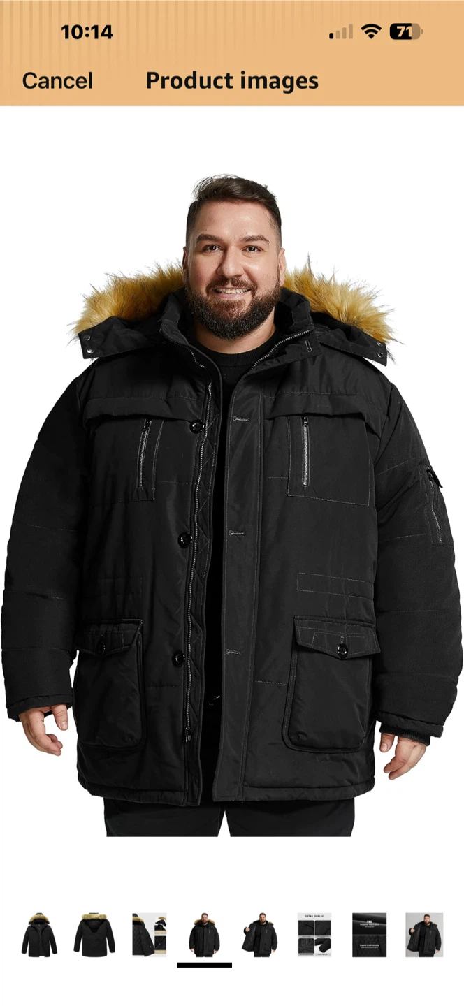 SoulLarge Men's Big and Tall Black Winter Parka Jacket 6X - photo 2