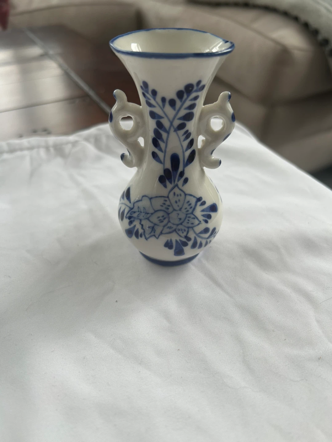Vintage Miniature “ Delft-style Pottery  Vase