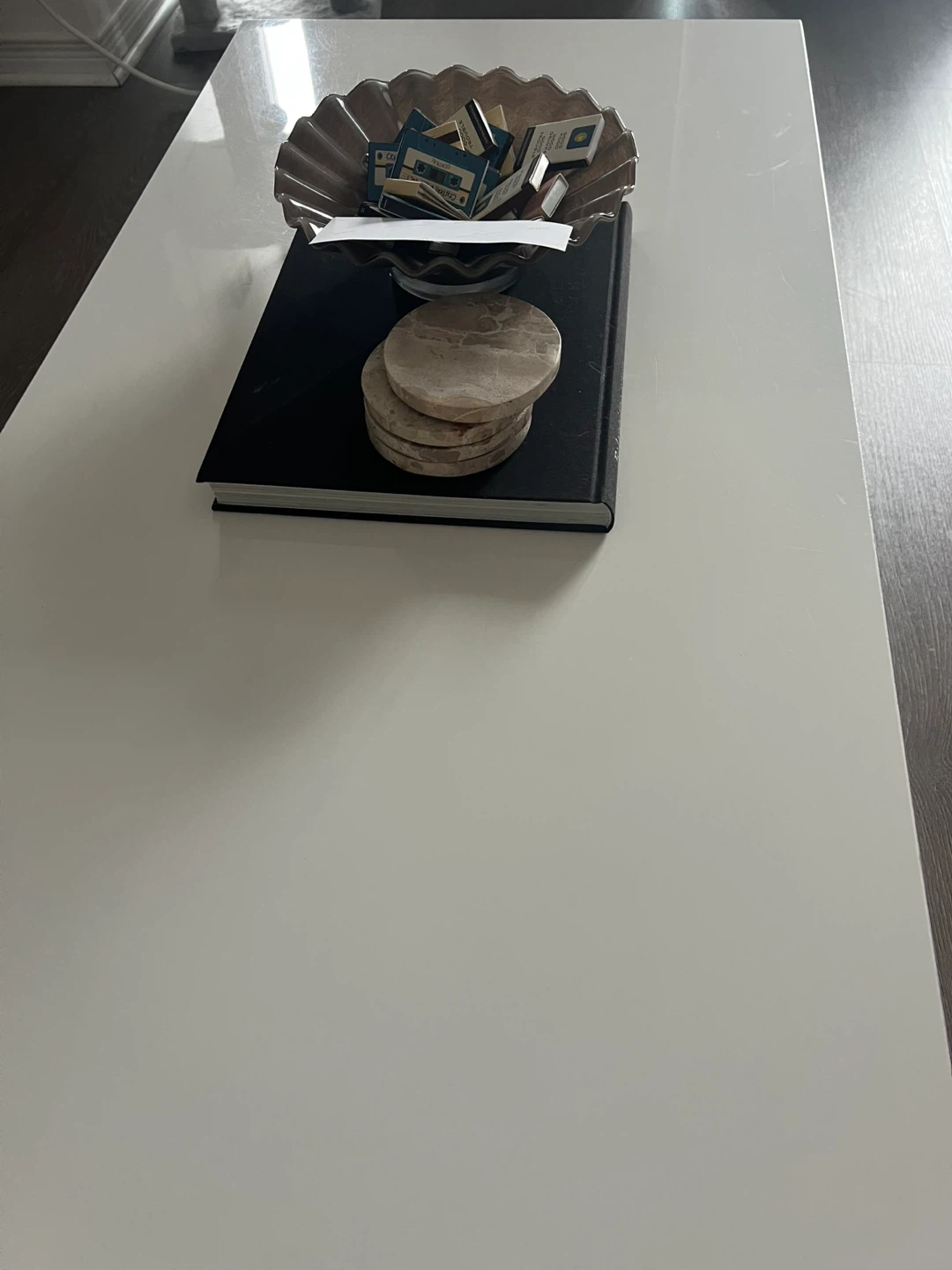 Modern White Coffee Table with Chrome Base - photo 3
