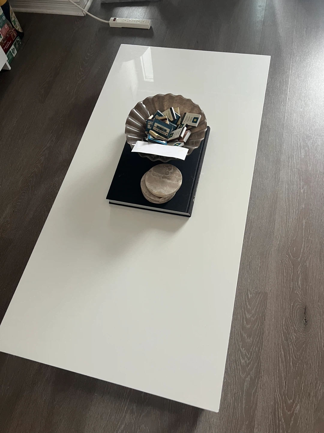 Modern White Coffee Table with Chrome Base - photo 2
