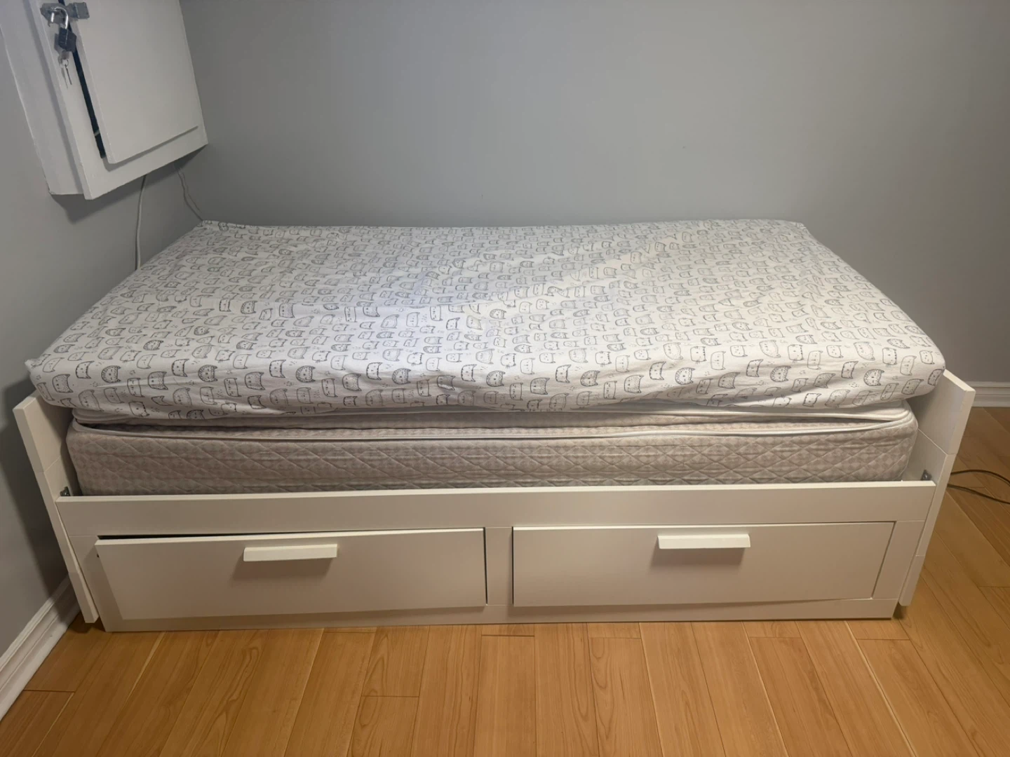 White Twin Bed Frame with Drawers