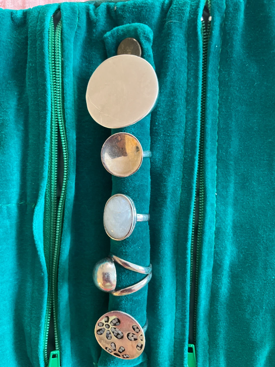 Set of 5 assorted silver-tone rings