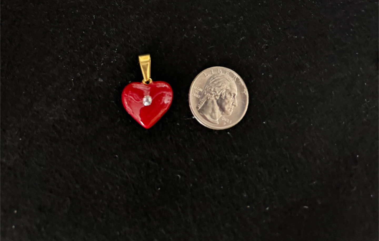 🏆Deep Red Real Enamel Heart Pendant REVERSIBLE