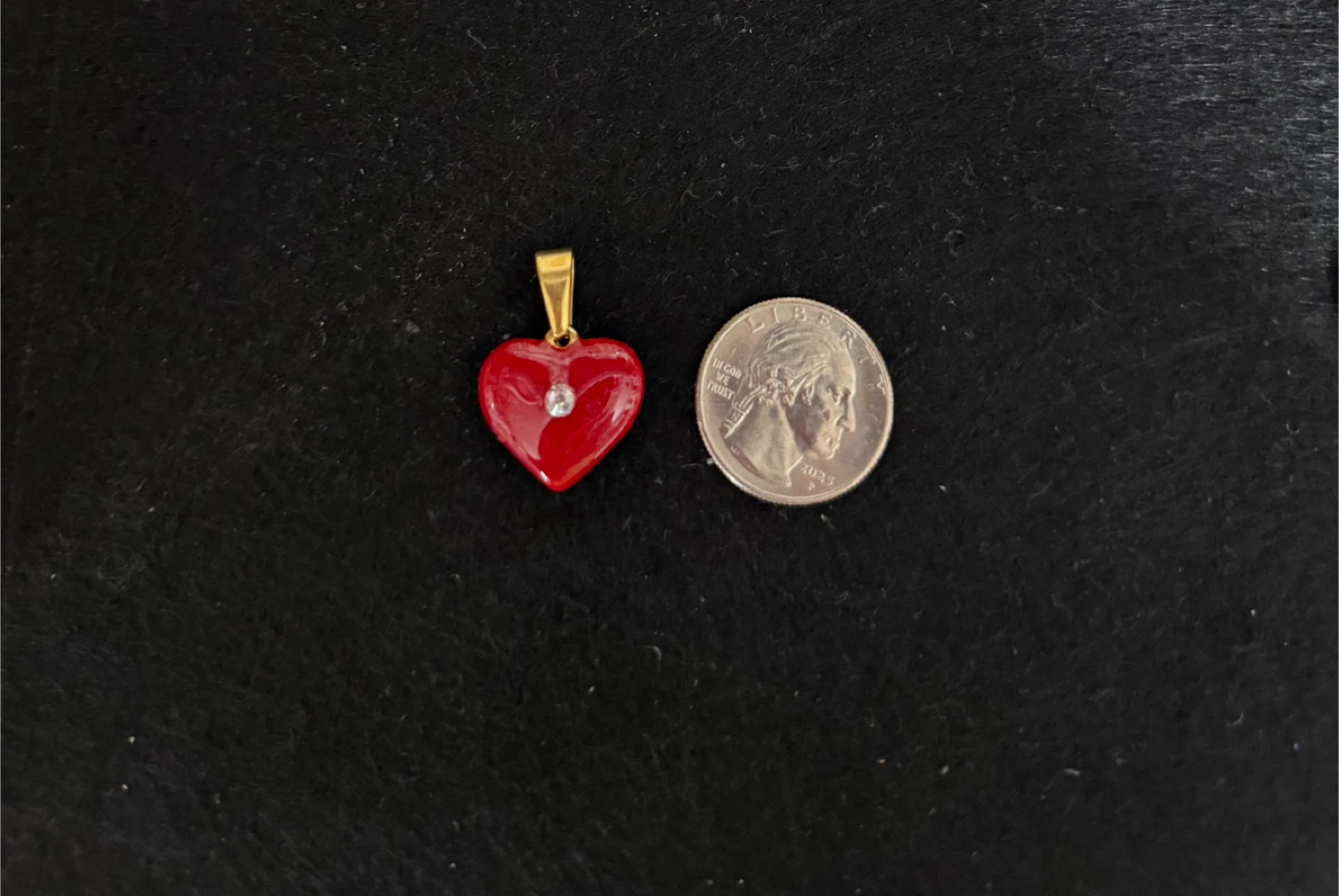 🏆Deep Red Real Enamel Heart Pendant REVERSIBLE - photo 5