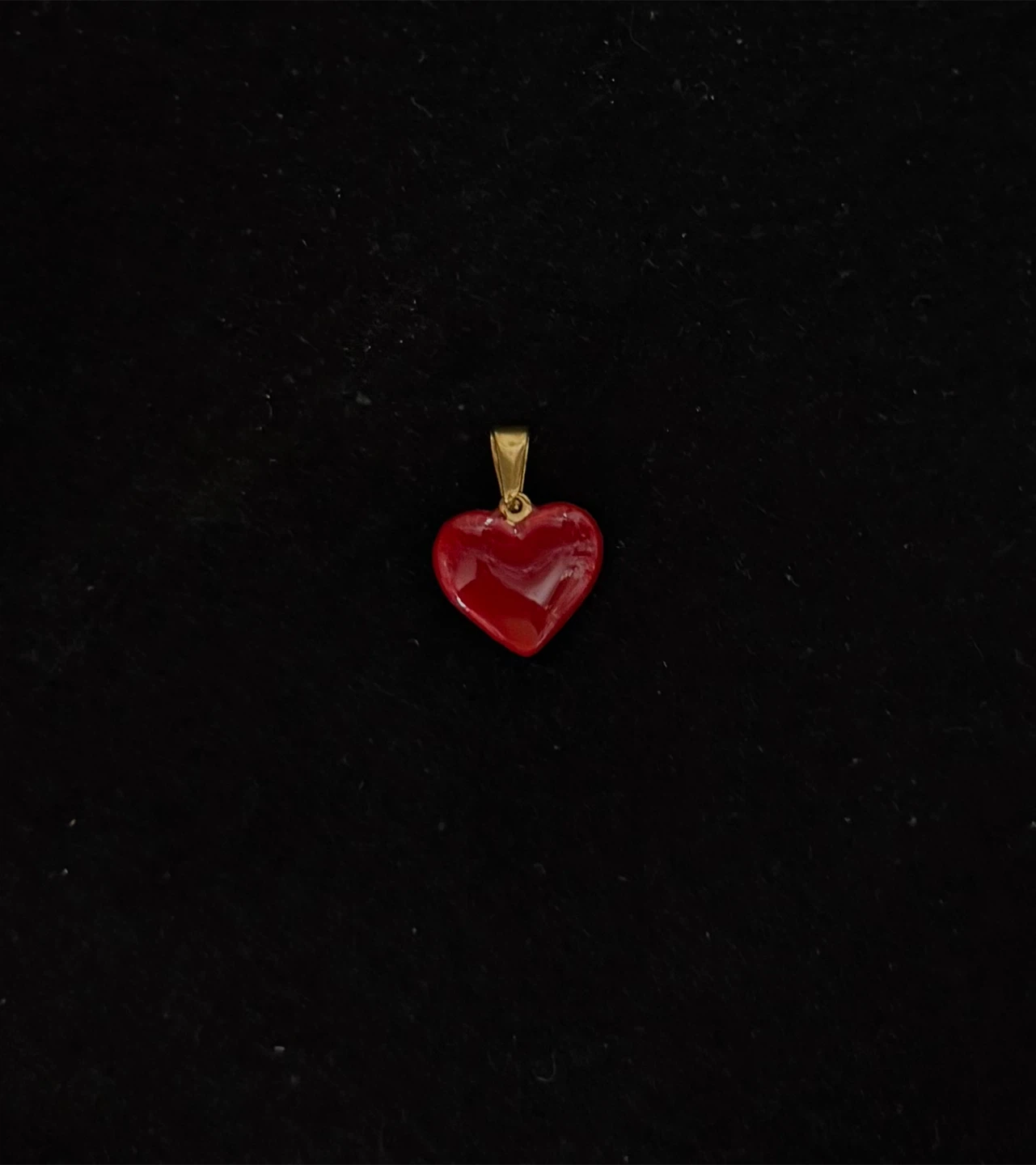 🏆Deep Red Real Enamel Heart Pendant REVERSIBLE - photo 2