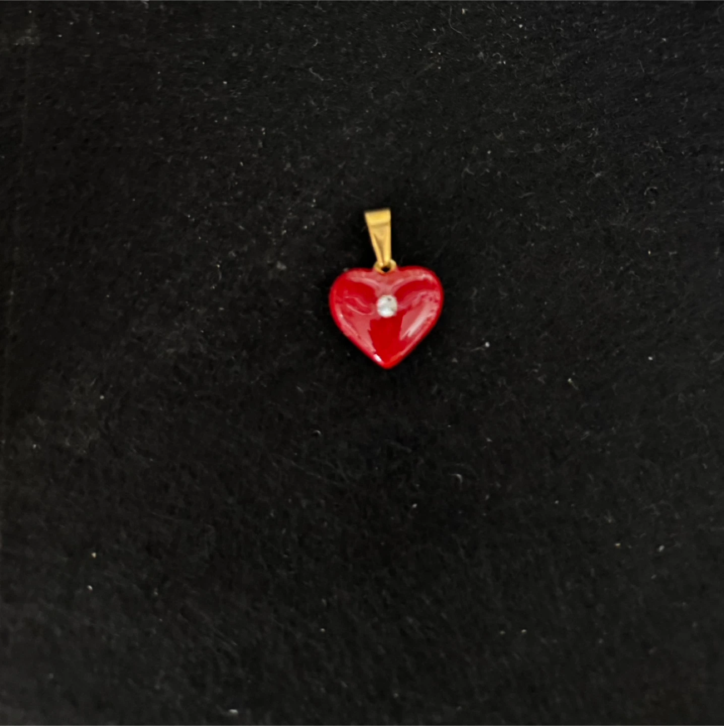 🏆Deep Red Real Enamel Heart Pendant REVERSIBLE - photo 3