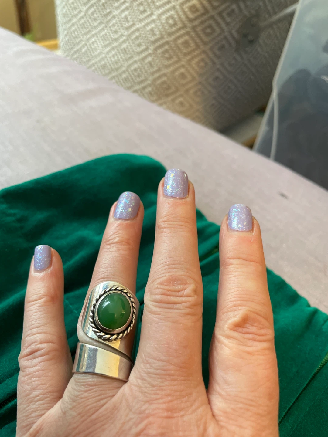 Custom made silver and jade stone - photo 3