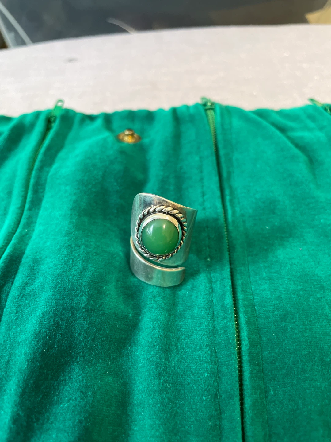 Custom made silver and jade stone