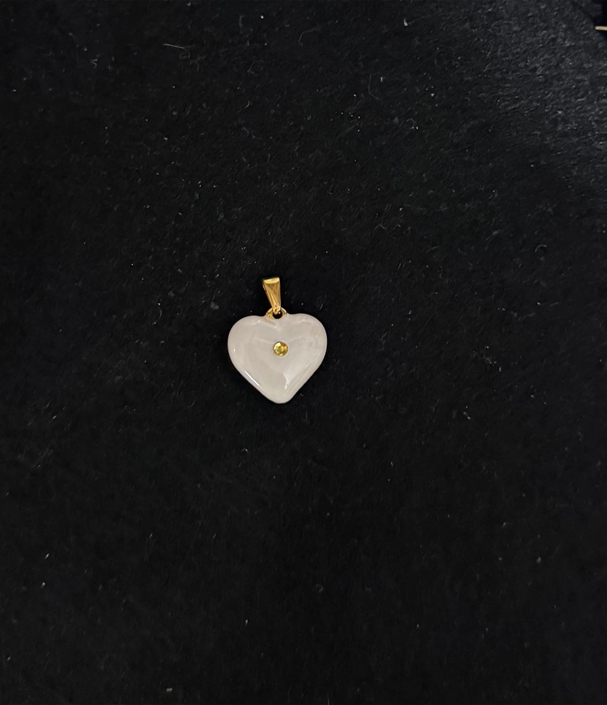 🏆Mother of Pearl Enameling Heart Pendant Gold CZ Accent - photo 3