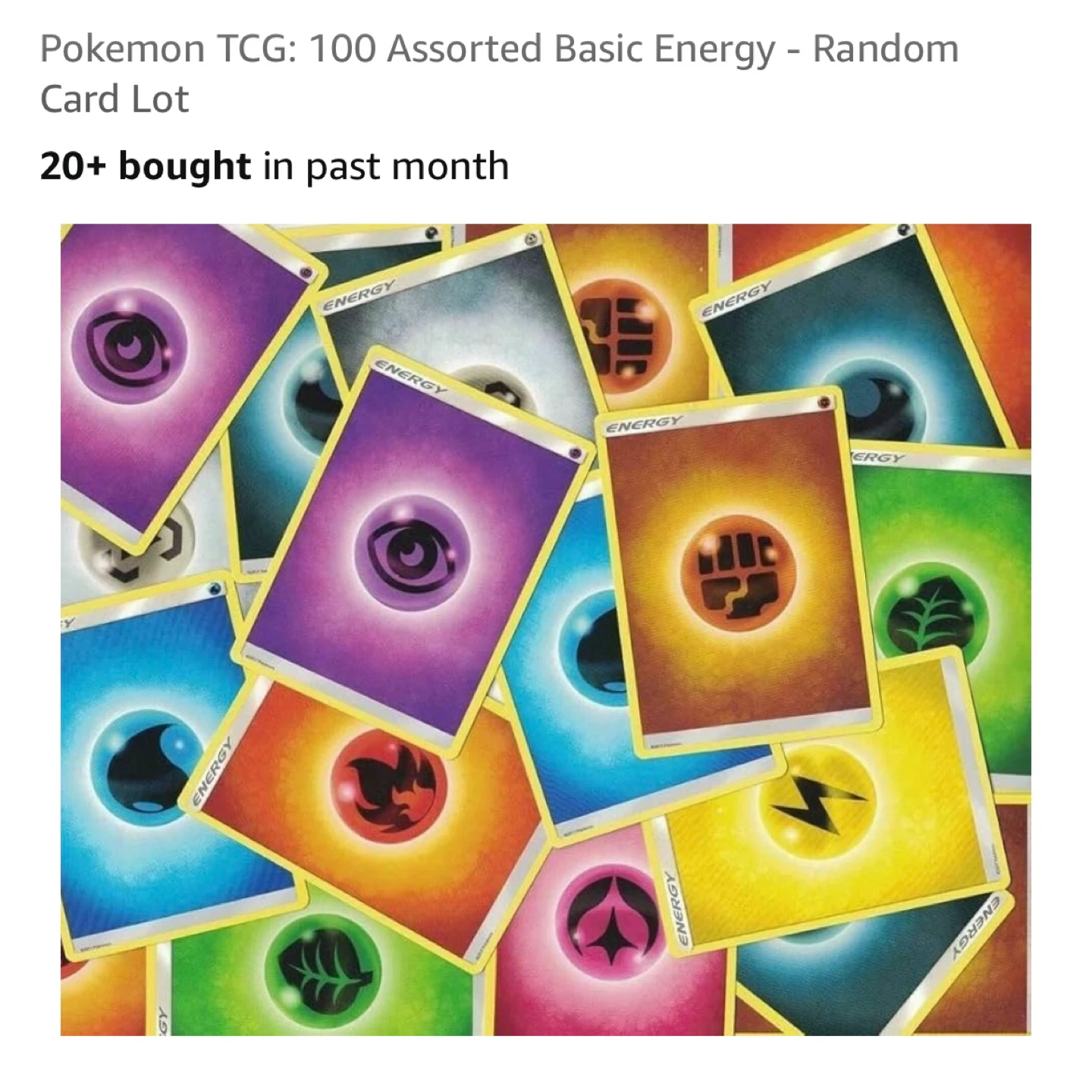 Pokemon TCG 100 Assorted Basic Energy Card Lot