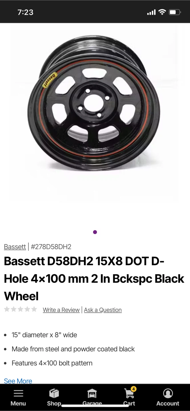 Bassett 278D58DH2 D-Hole Black Wheel