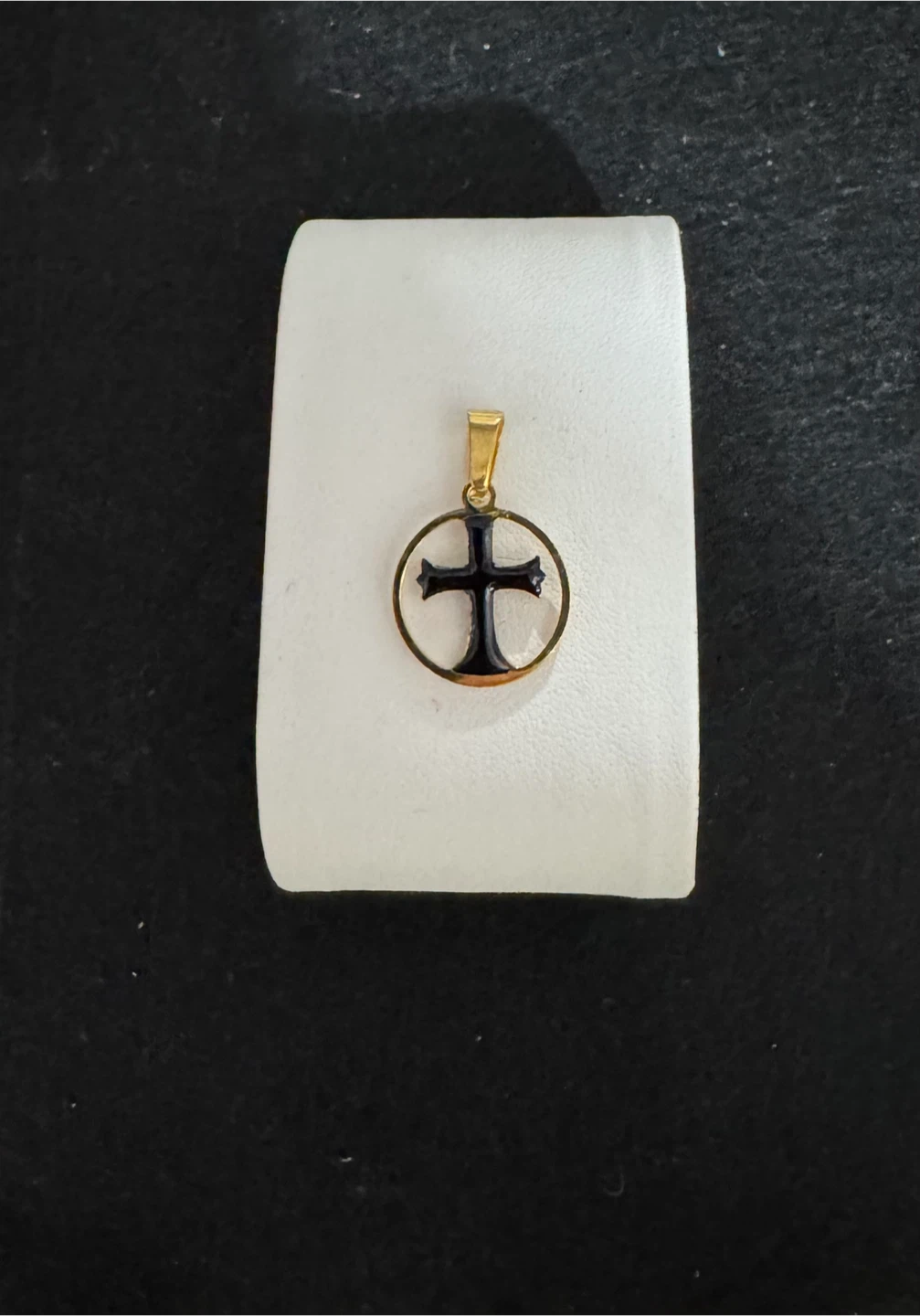 🏆 Black Enamel & Clear Stone Gold Cross Pendant with - photo 3
