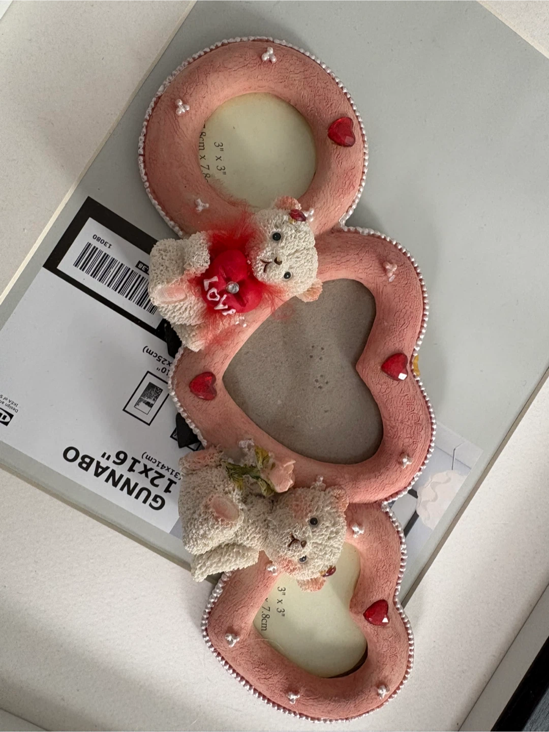 Assorted Photo Frames - Wood, Teddy Bear, and IKEA Gunnabo