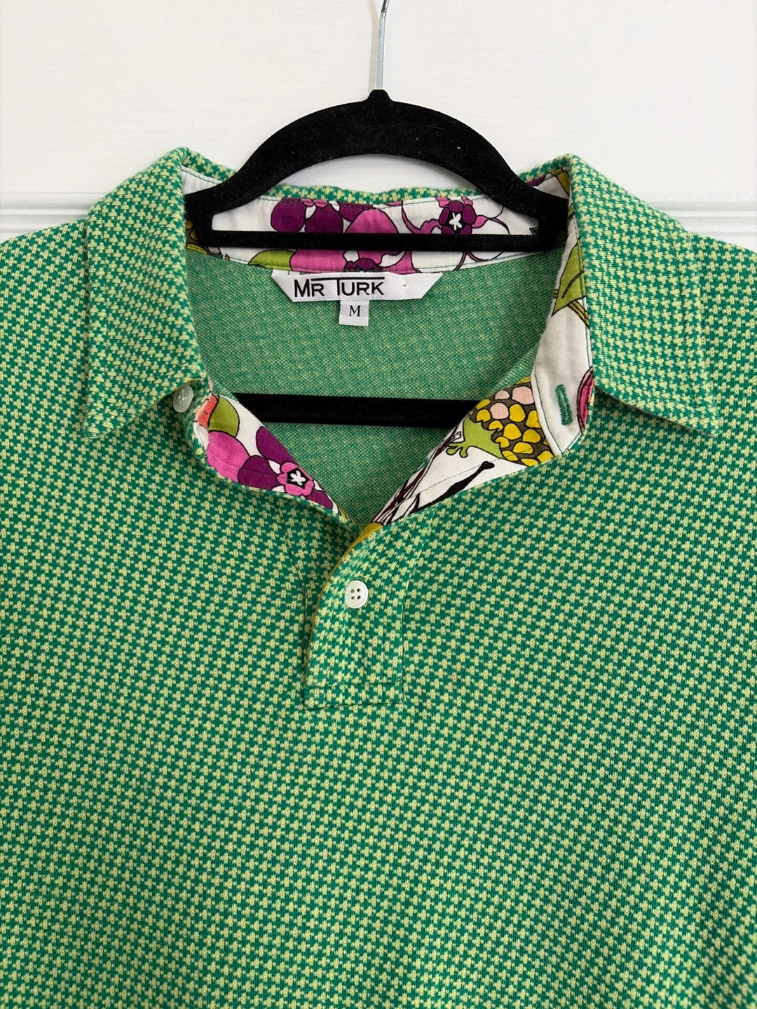 MR TURK Green Houndstooth Polo Shirt Size M 🏆 - photo 2
