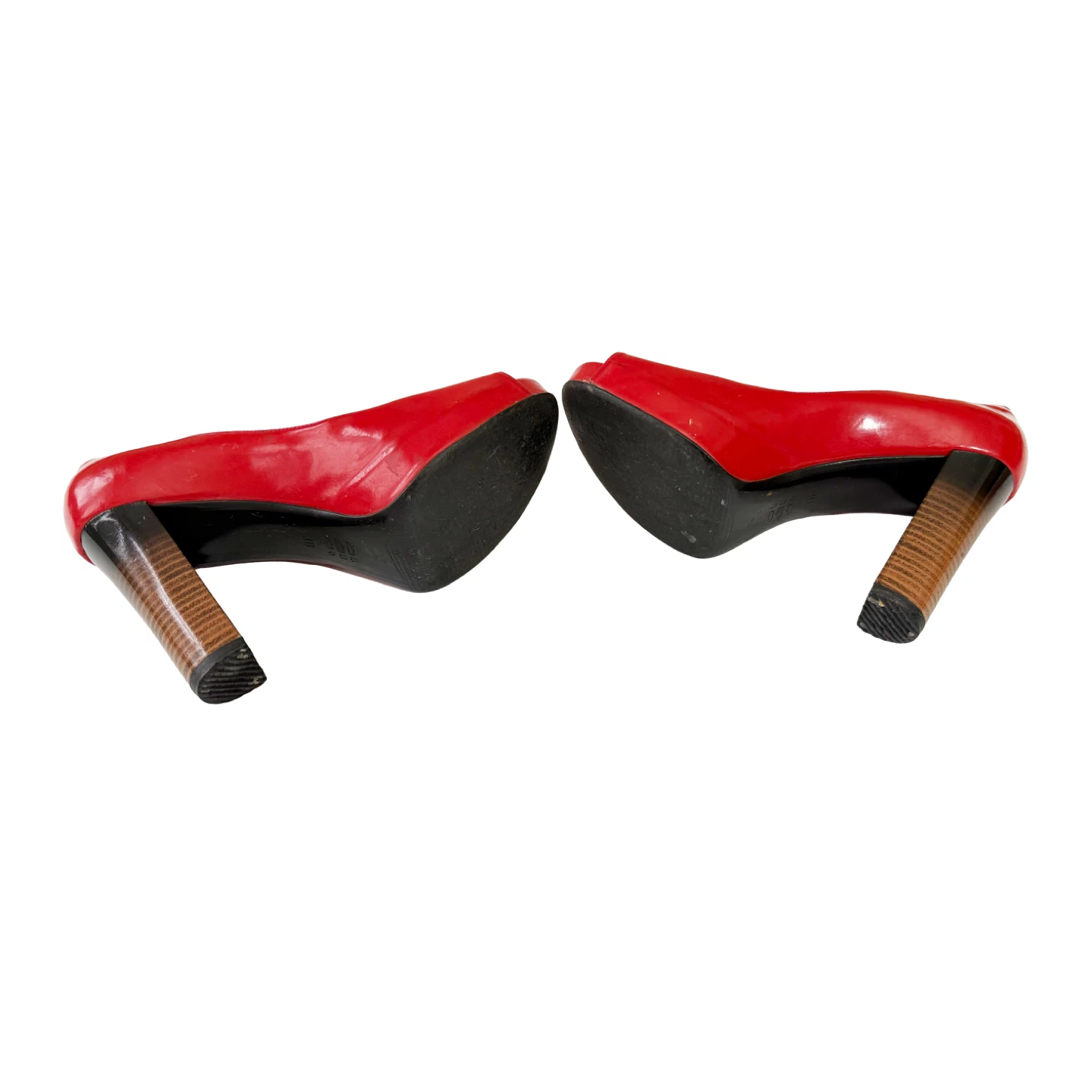 Red Patent Leather Peep-Toe Heels - photo 3