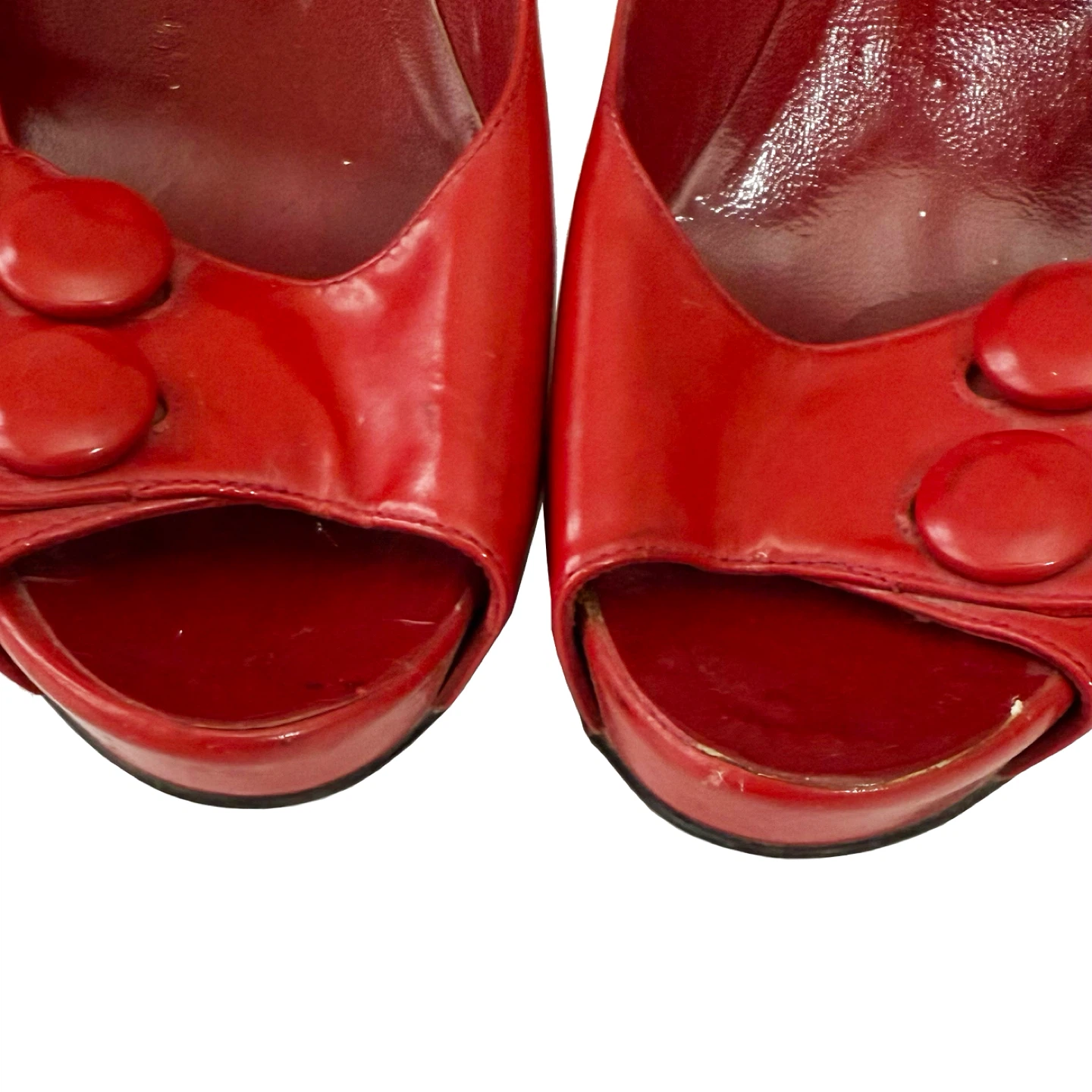 Red Patent Leather Peep-Toe Heels - photo 4