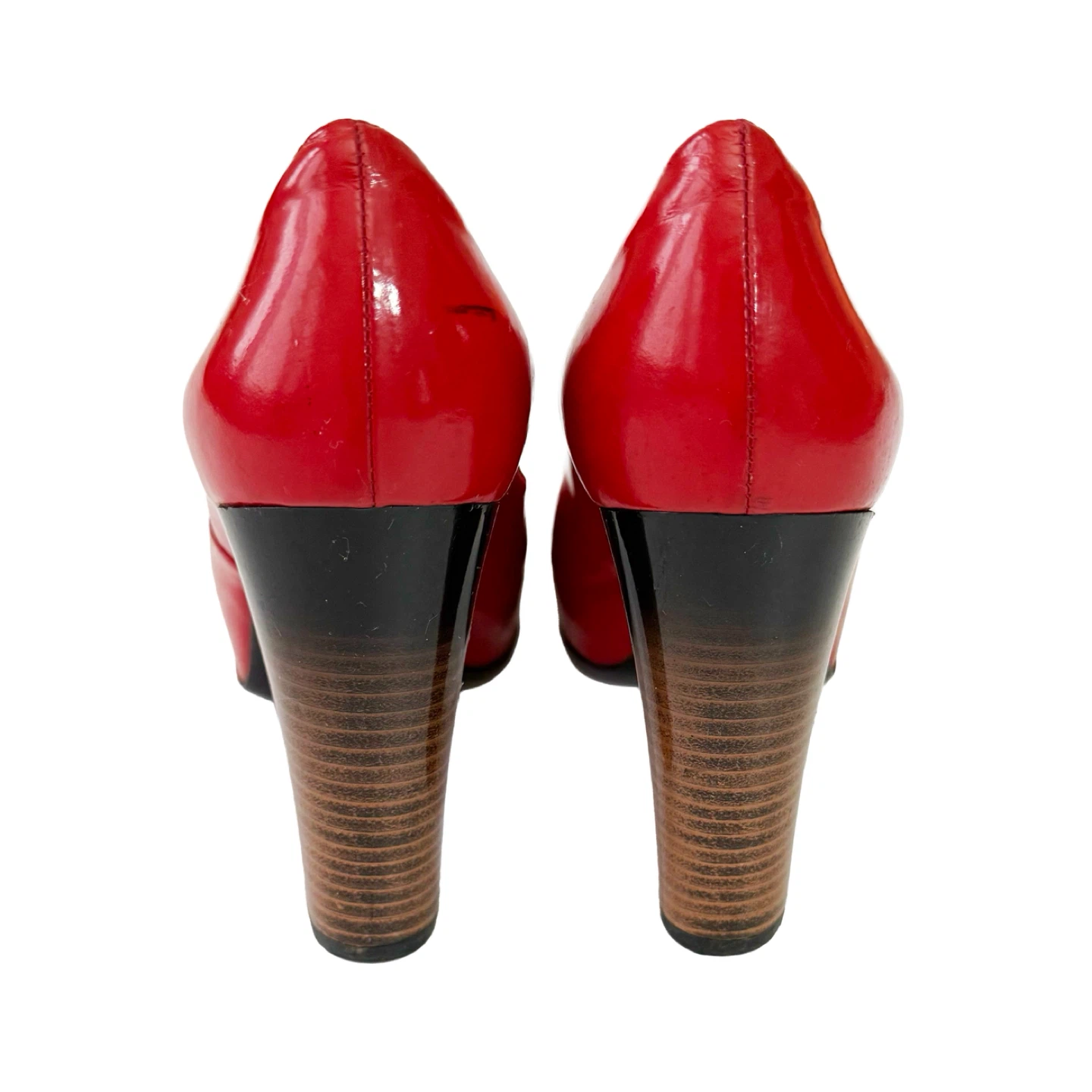 Red Patent Leather Peep-Toe Heels - photo 5
