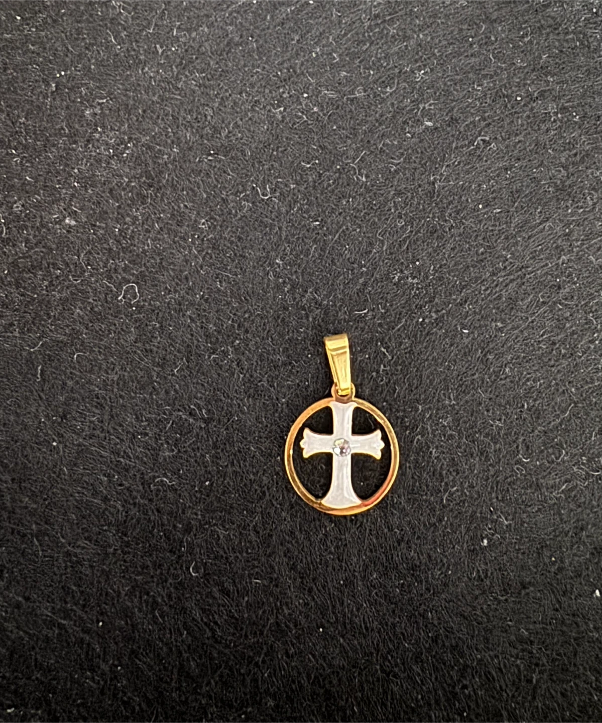 🏆Snow White Enameled Cross W Clear Gemstone - photo 4