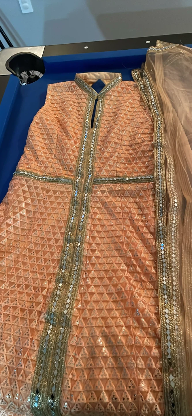 Peach Embellished Anarkali Suit with Dupatta - photo 2