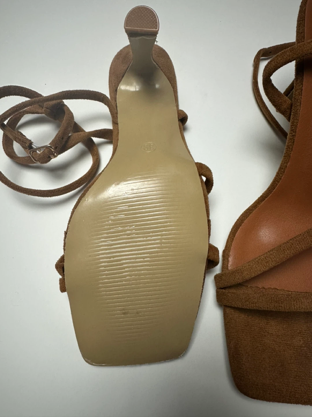 Brown Suede Strappy Heeled Sandals - photo 4