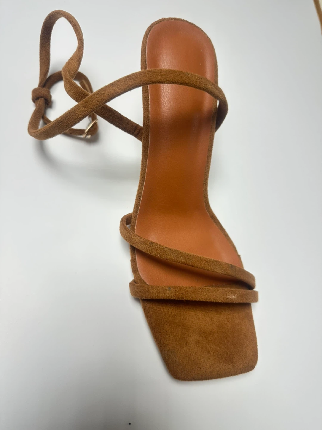 Brown Suede Strappy Heeled Sandals