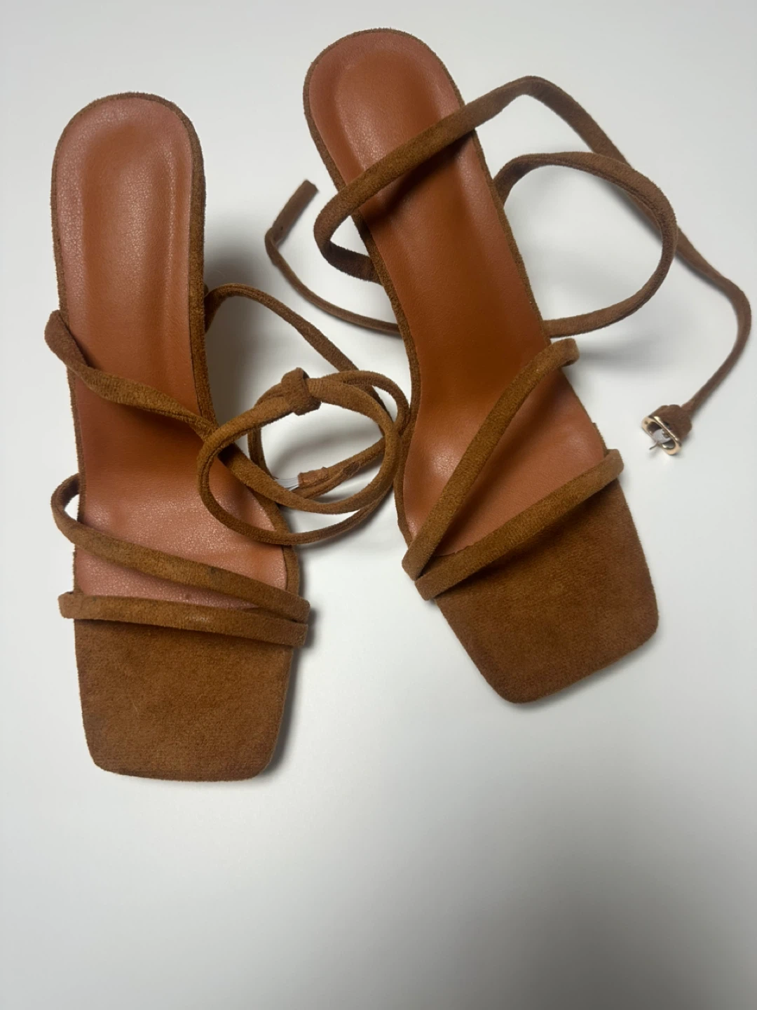 Brown Suede Strappy Heeled Sandals - photo 2