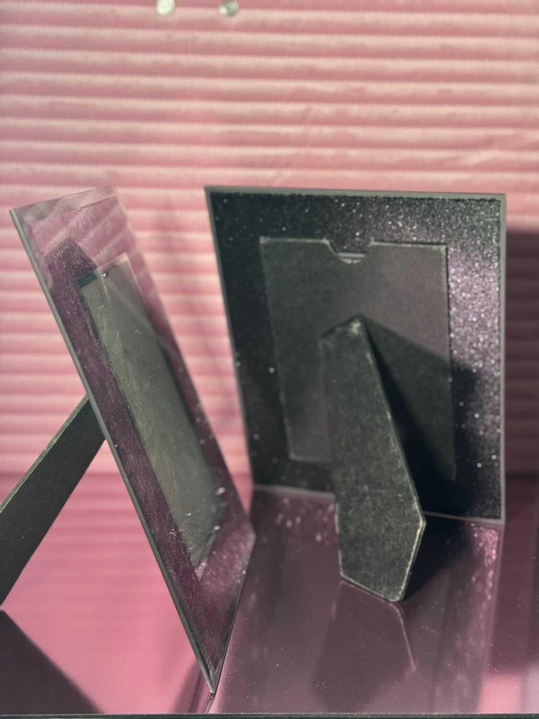 Set of 2 Glitter Picture Frames - Purple/Pink and Black - photo 2
