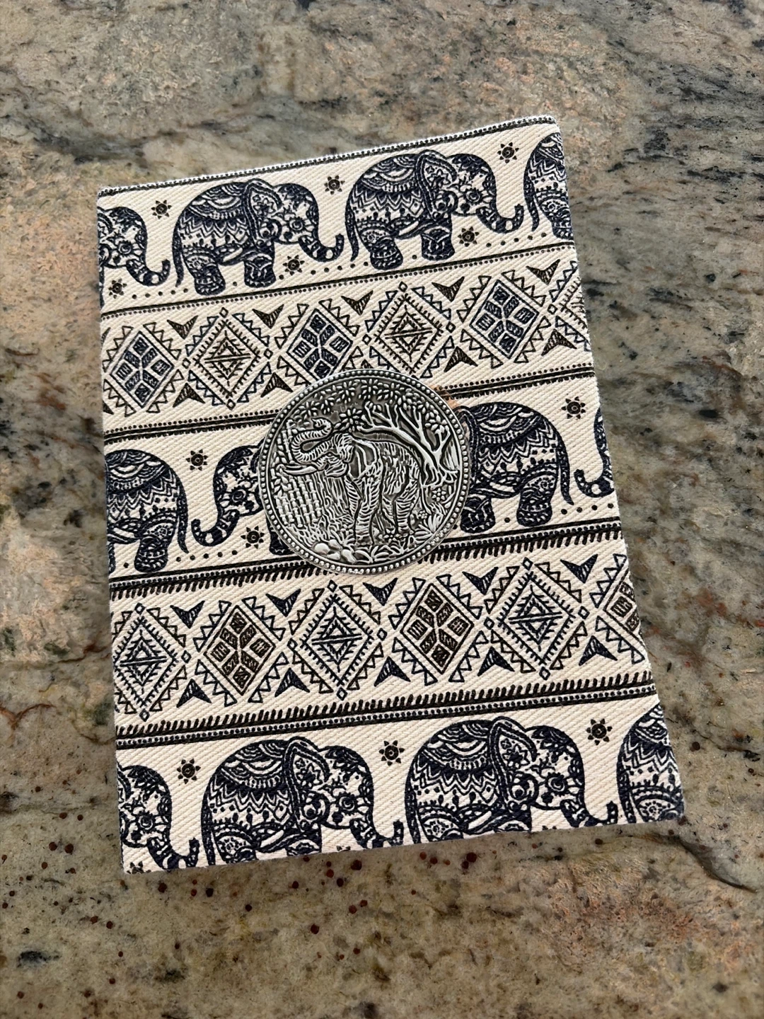 Elephant Print Journal with Metal Emblem 🏆