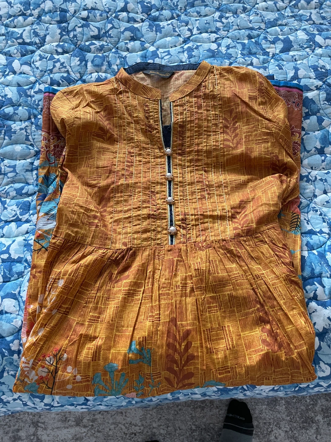 Women's Orange Floral Print Kurti Dress - photo 3