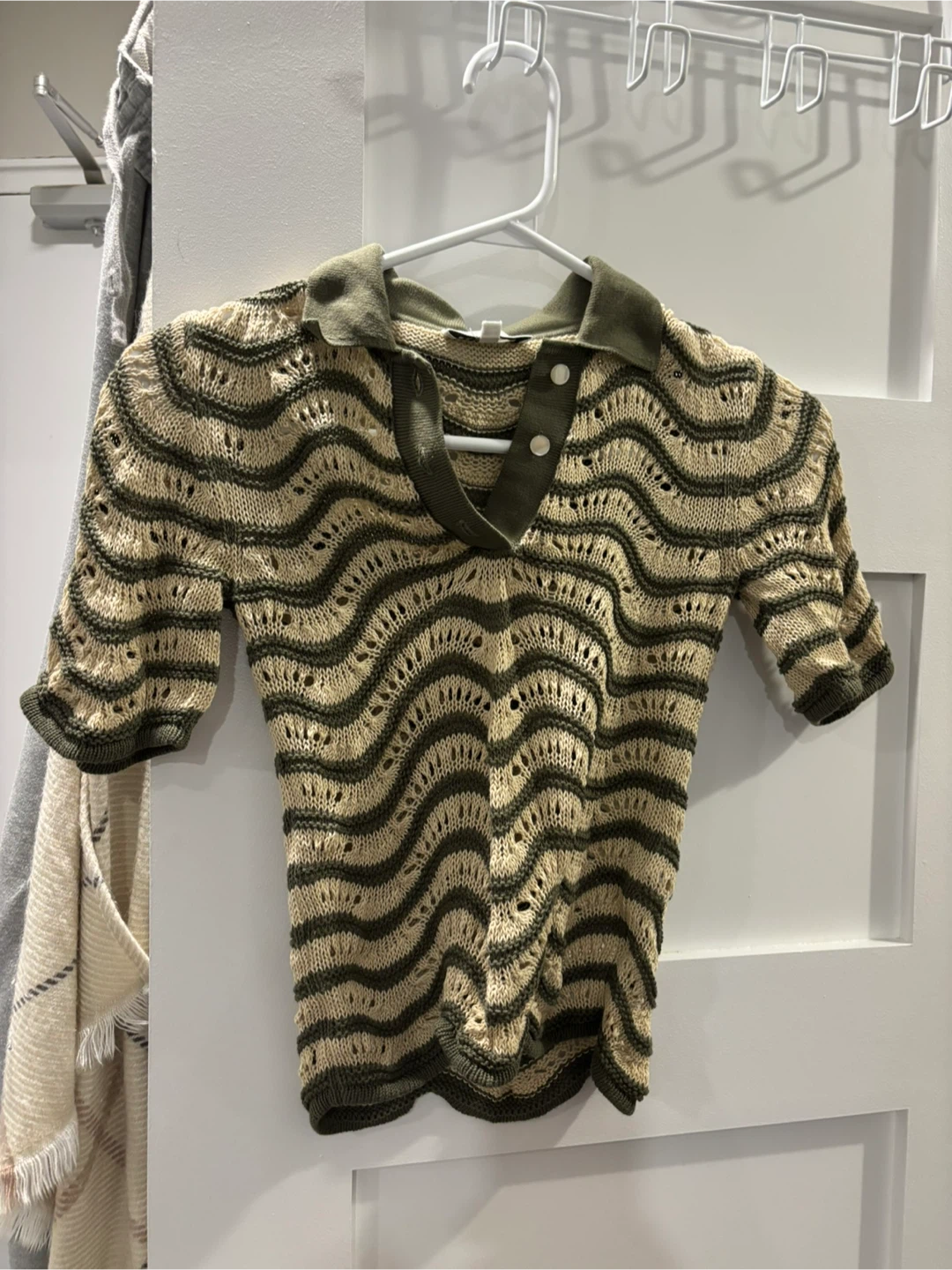Women's Striped Knit Polo Shirt