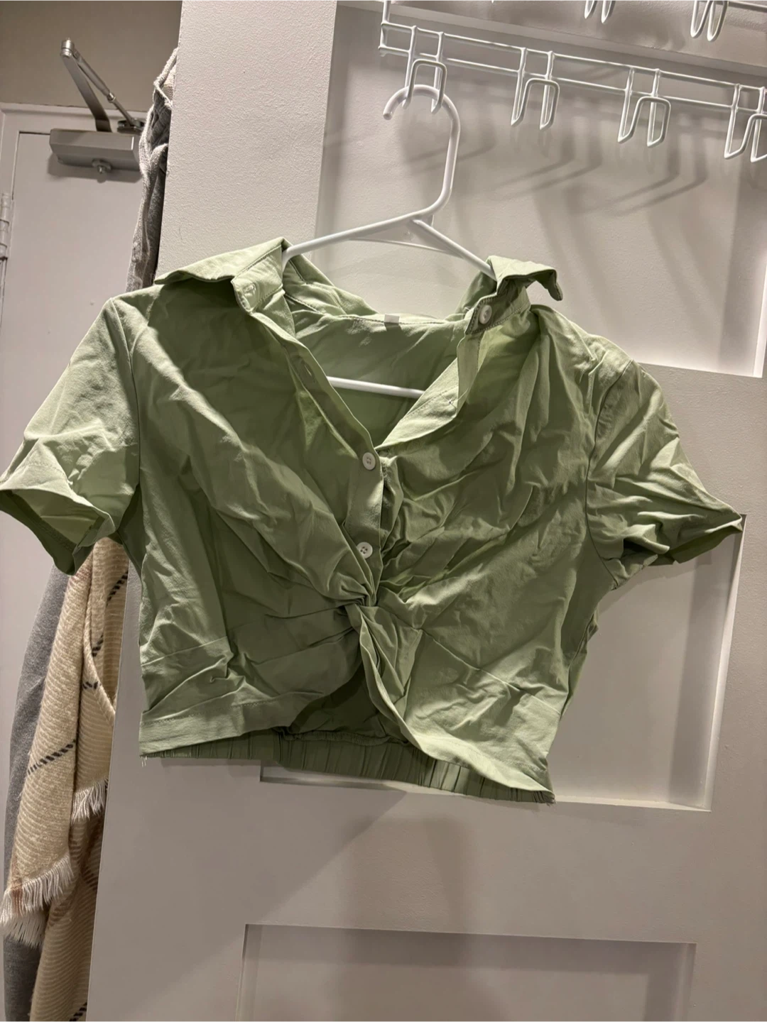 Green Twist Front Crop Top