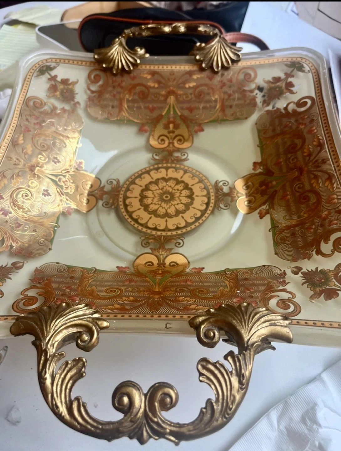 Decorative Serving Tray with Handles