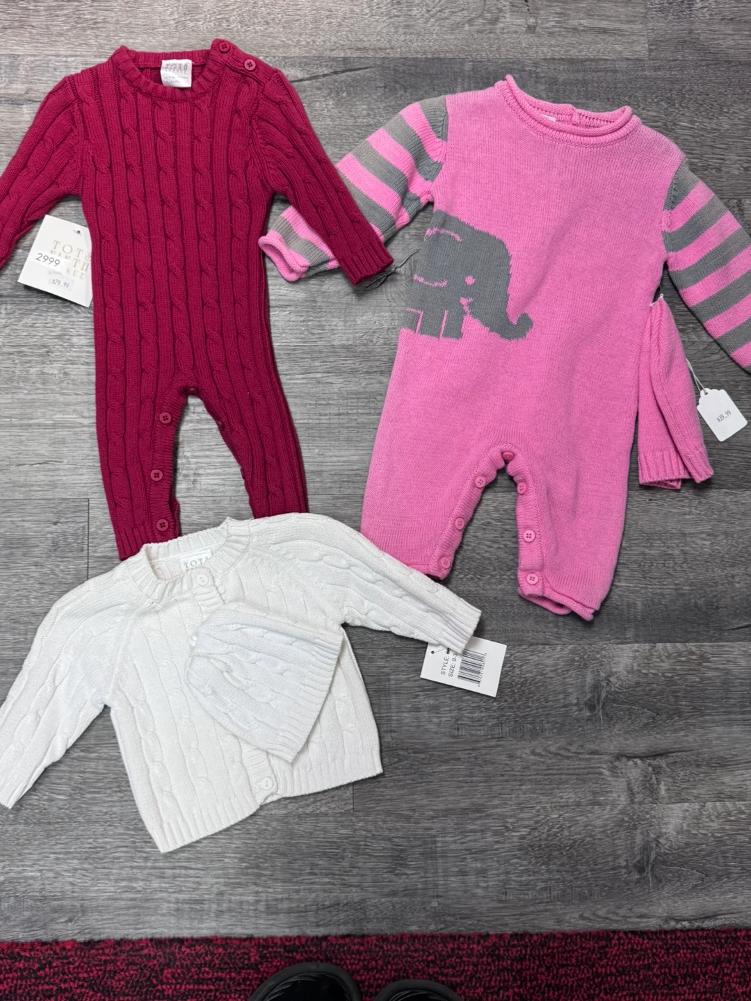 Baby Girl Knit Rompers and Cardigan Set (0-3 months)