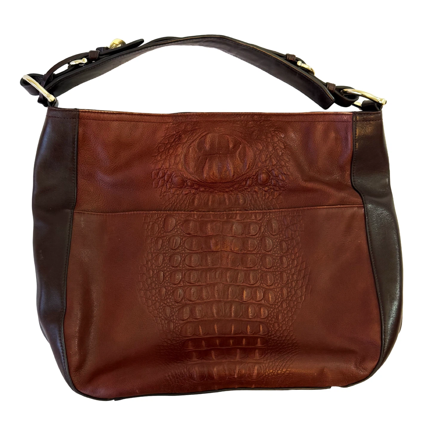 Brahmin Burgundy Embossed Leather Hobo Handbag - photo 2