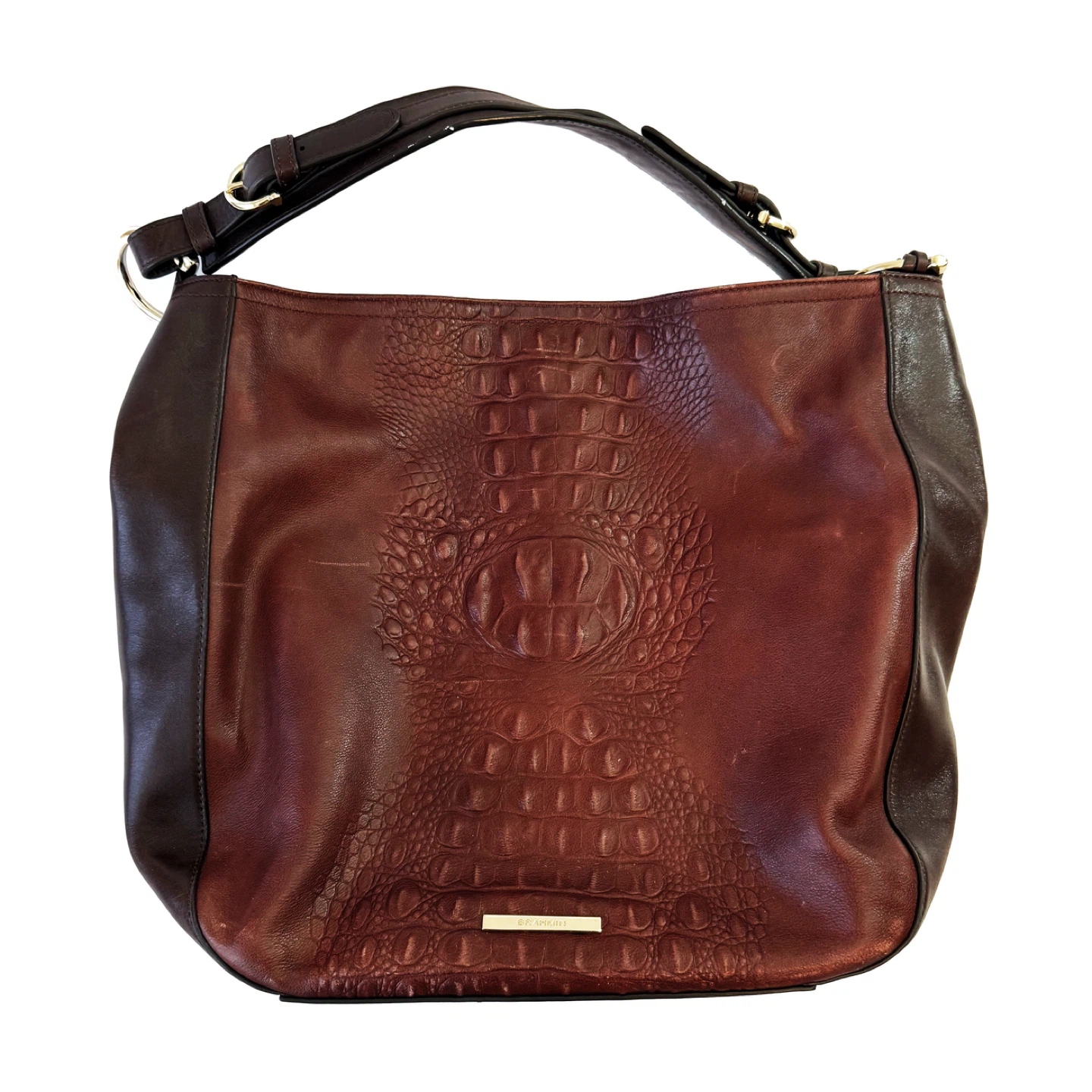 Brahmin Burgundy Embossed Leather Hobo Handbag