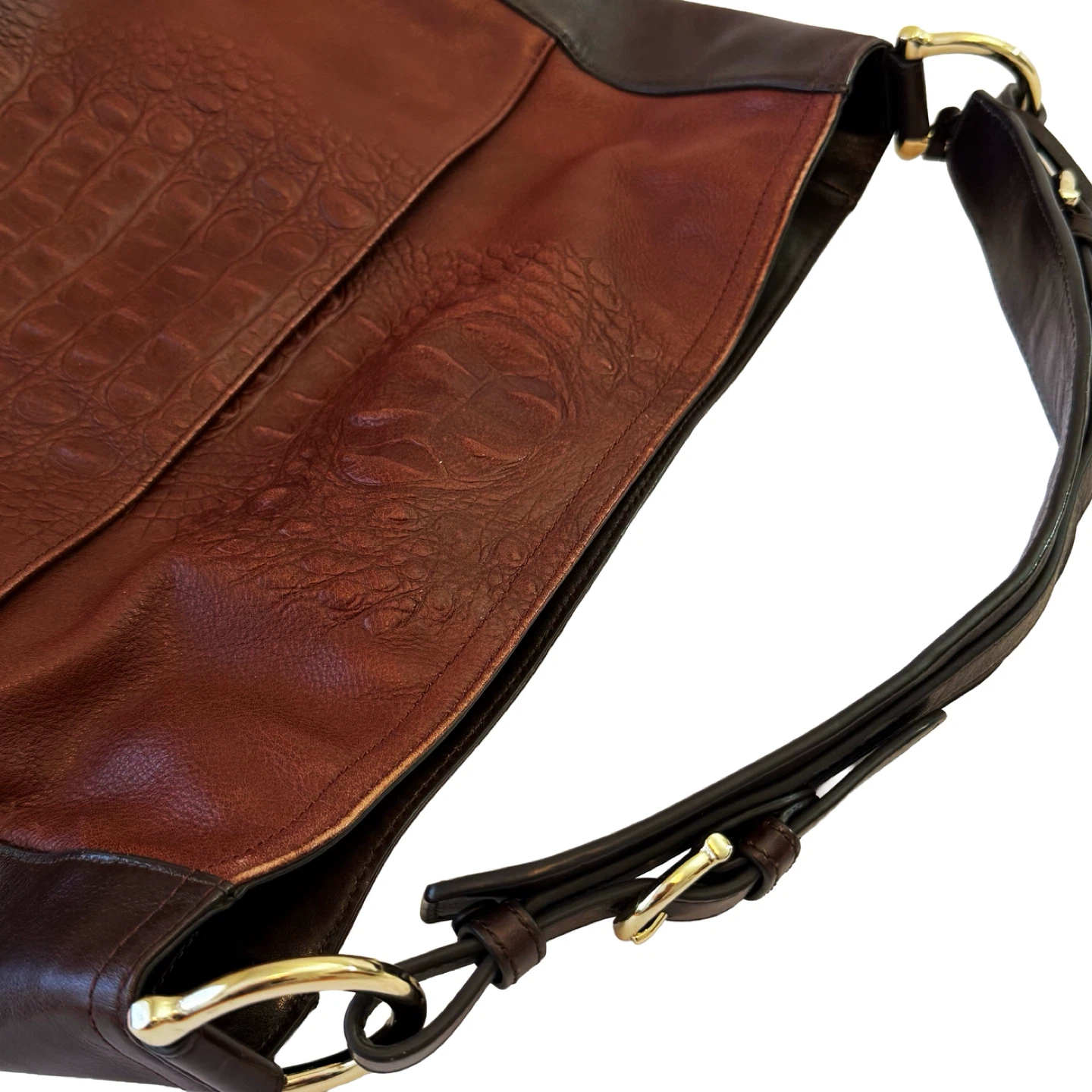 Brahmin Burgundy Embossed Leather Hobo Handbag - photo 3